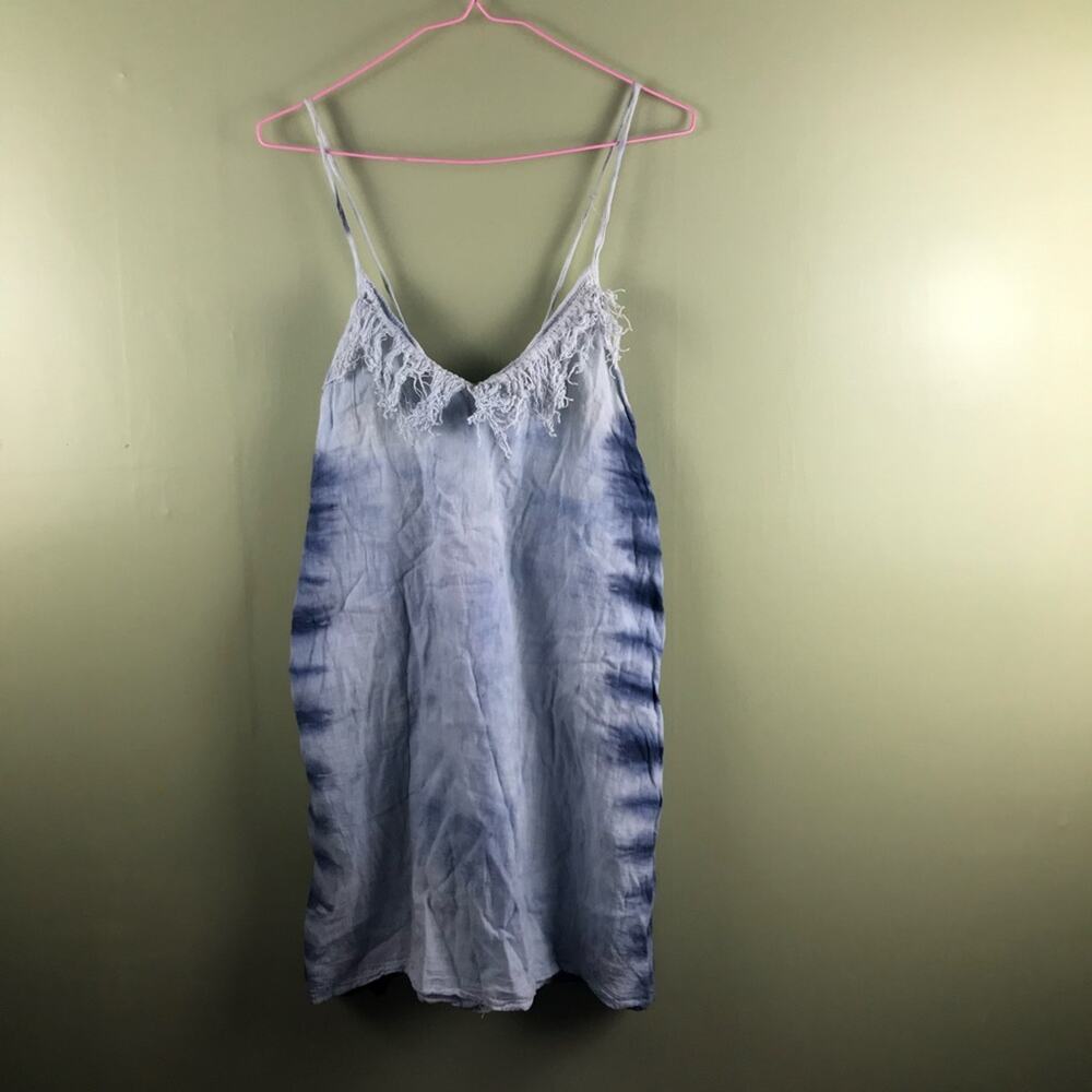 Surf Gypsy gauze fringe drop back coverup / mini dress